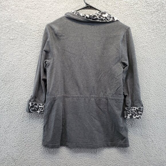 JM Collection Petite Spring Coat Jacket Gray With Animal Print Collar Si… - Picture 6 of 8